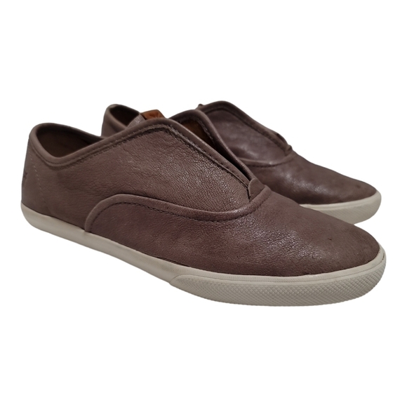 Frye Maya CVO Leather Slip-On Antiqued Sneaker Shoe - Women's 8 Cement Taupe - Picture 1 of 9